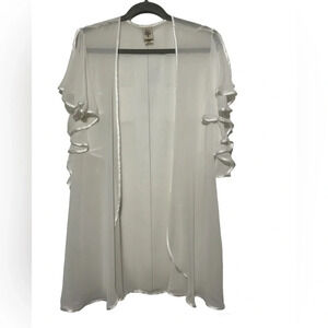 In Bloom by Jonquil Belezia Ivory Belted Robe/Kimono Size Large with Satin Trim